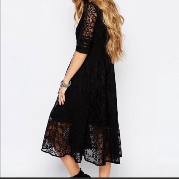 Free People Black Lace Midi Dress 2 - Picture 11 of 12